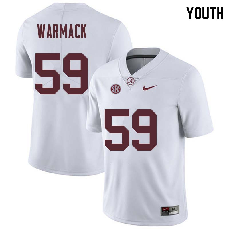 Alabama Crimson Tide Youth Dallas Warmack #59 White NCAA Nike Authentic Stitched College Football Jersey ZM16Z46EG